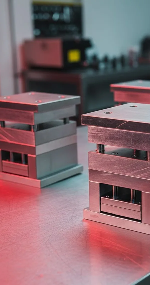 Precision mold inserts in an industrial workshop